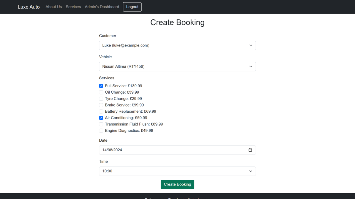 Garage Booking Application